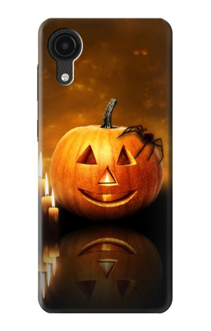W1083 Pumpkin Spider Candles Halloween Hülle Schutzhülle Taschen und Leder Flip für Samsung Galaxy A03 Core