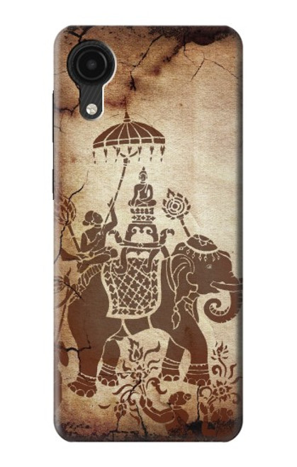 W2102 Thai Art Buddha on Elephant Hülle Schutzhülle Taschen und Leder Flip für Samsung Galaxy A03 Core