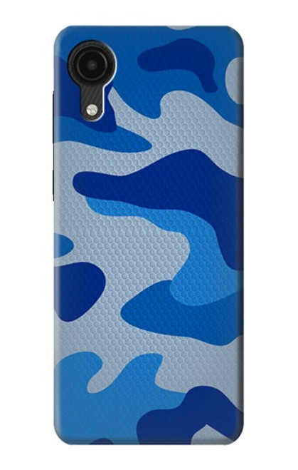 W2958 Army Blue Camo Camouflage Hülle Schutzhülle Taschen und Leder Flip für Samsung Galaxy A03 Core