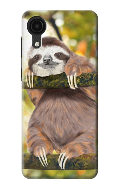 W3138 Cute Baby Sloth Paint Hülle Schutzhülle Taschen und Leder Flip für Samsung Galaxy A03 Core