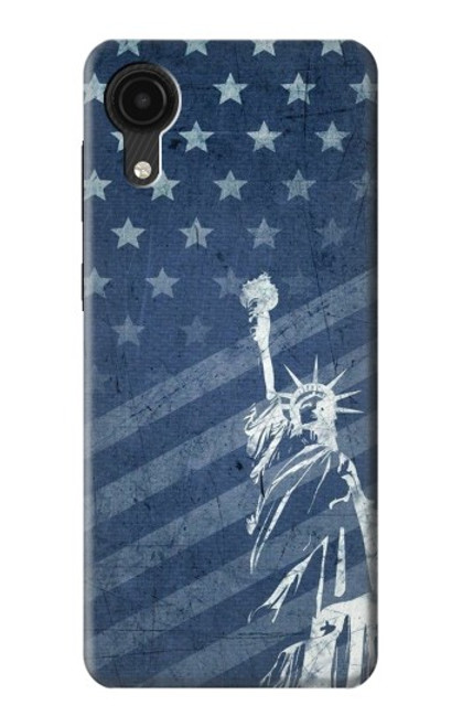 W3450 US Flag Liberty Statue Hülle Schutzhülle Taschen und Leder Flip für Samsung Galaxy A03 Core