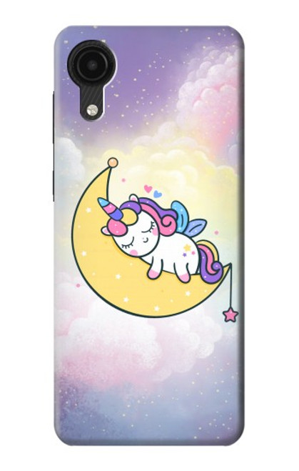 W3485 Cute Unicorn Sleep Hülle Schutzhülle Taschen und Leder Flip für Samsung Galaxy A03 Core