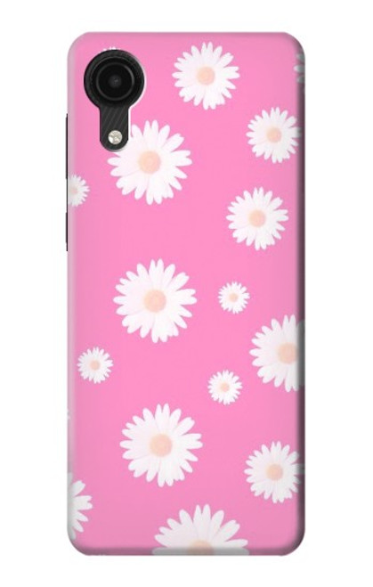 W3500 Pink Floral Pattern Hülle Schutzhülle Taschen und Leder Flip für Samsung Galaxy A03 Core