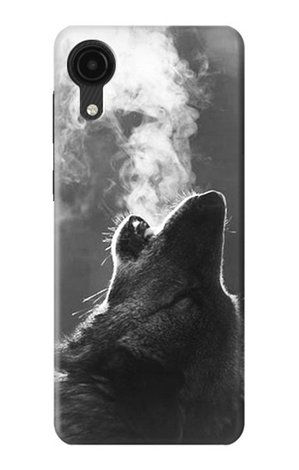 W3505 Wolf Howling Hülle Schutzhülle Taschen und Leder Flip für Samsung Galaxy A03 Core