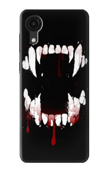 W3527 Vampire Teeth Bloodstain Hülle Schutzhülle Taschen und Leder Flip für Samsung Galaxy A03 Core