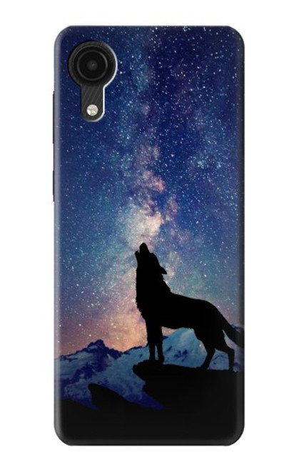 W3555 Wolf Howling Million Star Hülle Schutzhülle Taschen und Leder Flip für Samsung Galaxy A03 Core
