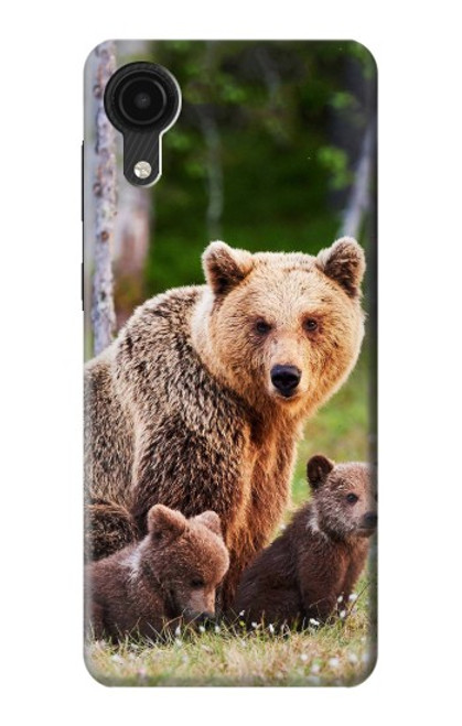 W3558 Bear Family Hülle Schutzhülle Taschen und Leder Flip für Samsung Galaxy A03 Core