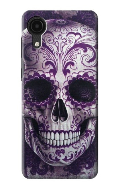 W3582 Purple Sugar Skull Hülle Schutzhülle Taschen und Leder Flip für Samsung Galaxy A03 Core