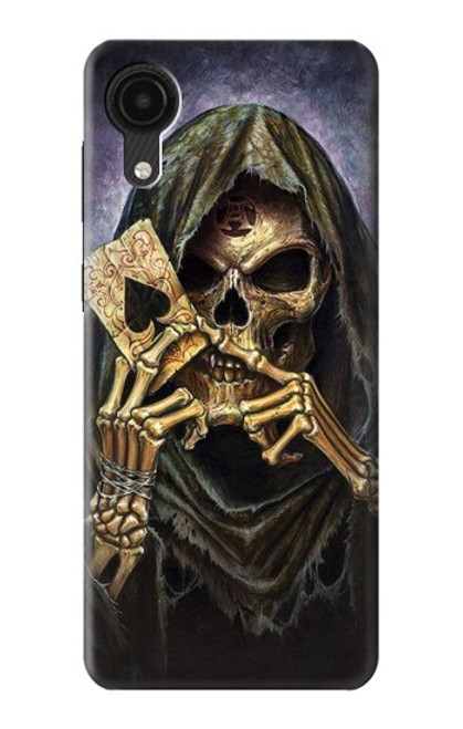 W3594 Grim Reaper Wins Poker Hülle Schutzhülle Taschen und Leder Flip für Samsung Galaxy A03 Core