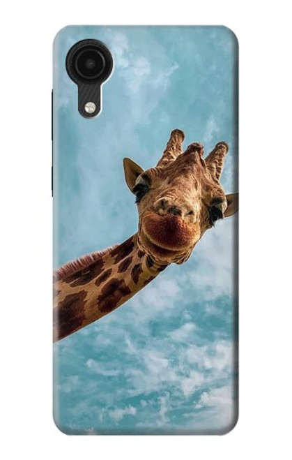 W3680 Cute Smile Giraffe Hülle Schutzhülle Taschen und Leder Flip für Samsung Galaxy A03 Core