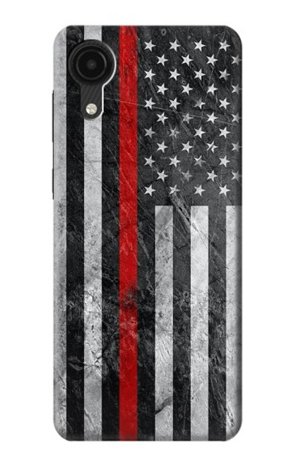 W3687 Firefighter Thin Red Line American Flag Hülle Schutzhülle Taschen und Leder Flip für Samsung Galaxy A03 Core