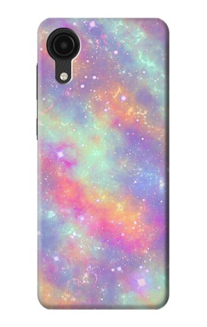 W3706 Pastel Rainbow Galaxy Pink Sky Hülle Schutzhülle Taschen und Leder Flip für Samsung Galaxy A03 Core