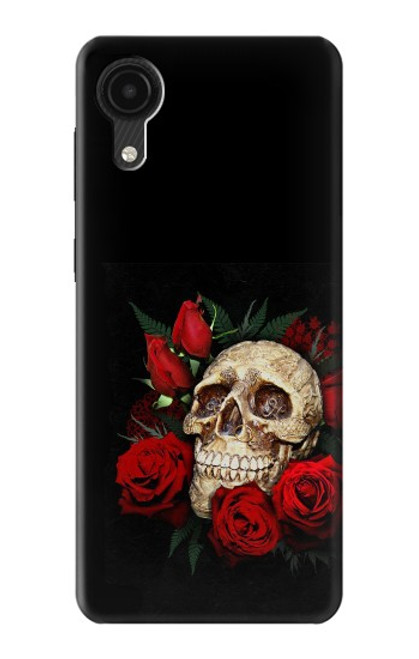 W3753 Dark Gothic Goth Skull Roses Hülle Schutzhülle Taschen und Leder Flip für Samsung Galaxy A03 Core