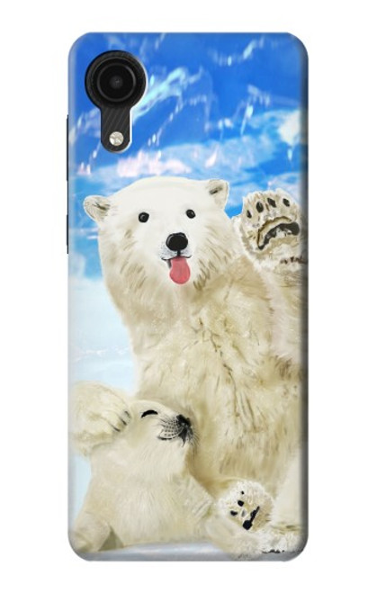 W3794 Arctic Polar Bear and Seal Paint Hülle Schutzhülle Taschen und Leder Flip für Samsung Galaxy A03 Core