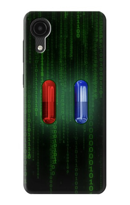W3816 Red Pill Blue Pill Capsule Hülle Schutzhülle Taschen und Leder Flip für Samsung Galaxy A03 Core
