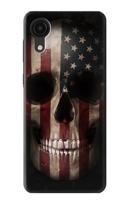 W3850 American Flag Skull Hülle Schutzhülle Taschen und Leder Flip für Samsung Galaxy A03 Core