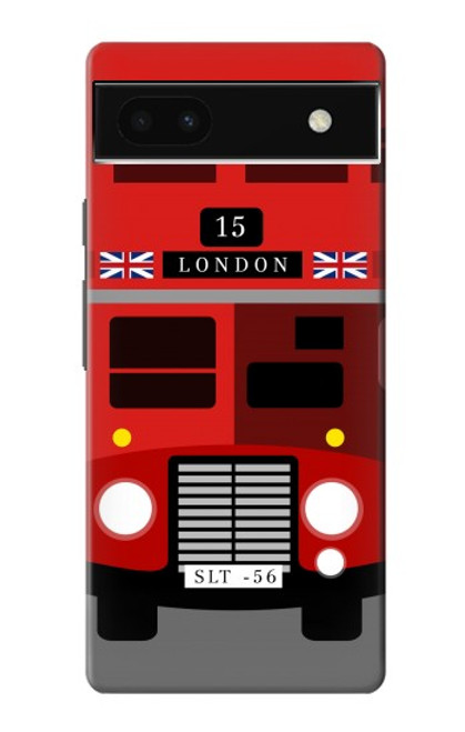 W2058 England British Double Decker Bus Hülle Schutzhülle Taschen und Leder Flip für Google Pixel 6a