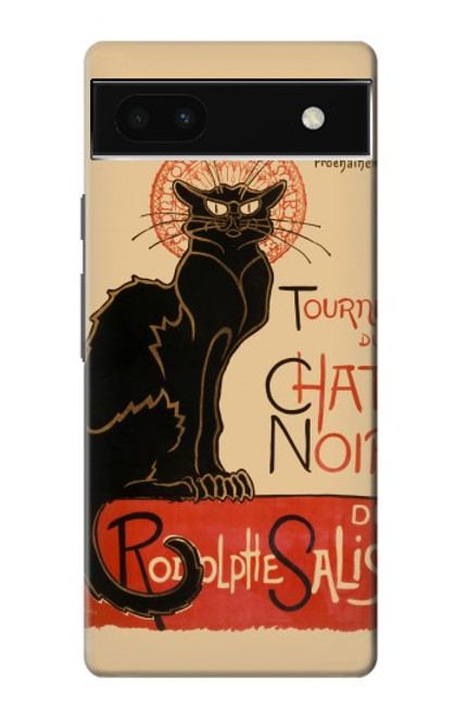 W2739 Chat Noir Black Cat Vintage Hülle Schutzhülle Taschen und Leder Flip für Google Pixel 6a