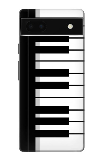 W3078 Black and White Piano Keyboard Hülle Schutzhülle Taschen und Leder Flip für Google Pixel 6a