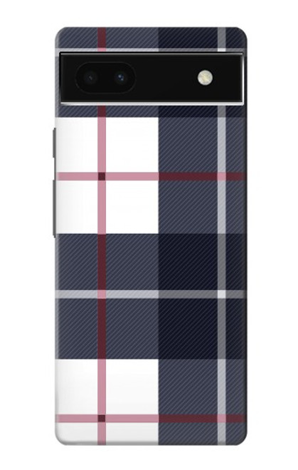 W3452 Plaid Fabric Pattern Hülle Schutzhülle Taschen und Leder Flip für Google Pixel 6a