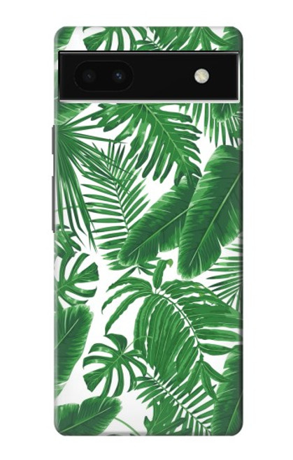 W3457 Paper Palm Monstera Hülle Schutzhülle Taschen und Leder Flip für Google Pixel 6a