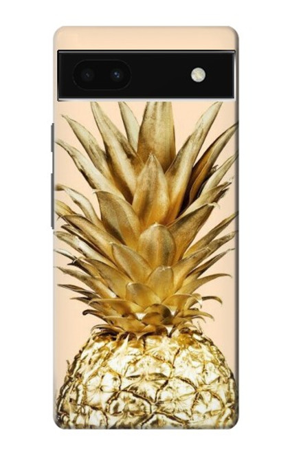 W3490 Gold Pineapple Hülle Schutzhülle Taschen und Leder Flip für Google Pixel 6a