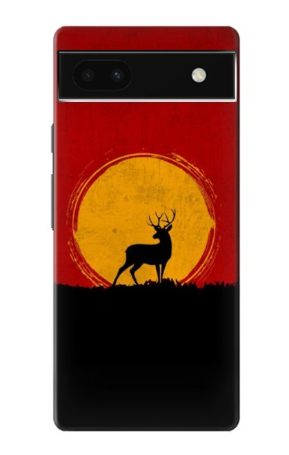 W3513 Deer Sunset Hülle Schutzhülle Taschen und Leder Flip für Google Pixel 6a