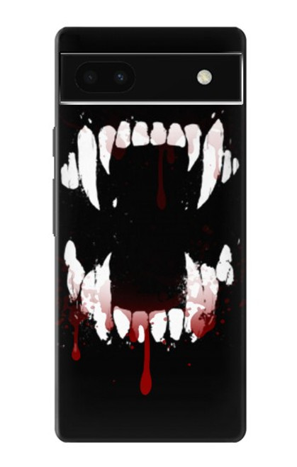 W3527 Vampire Teeth Bloodstain Hülle Schutzhülle Taschen und Leder Flip für Google Pixel 6a