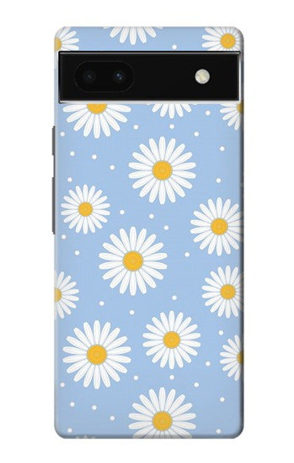 W3681 Daisy Flowers Pattern Hülle Schutzhülle Taschen und Leder Flip für Google Pixel 6a