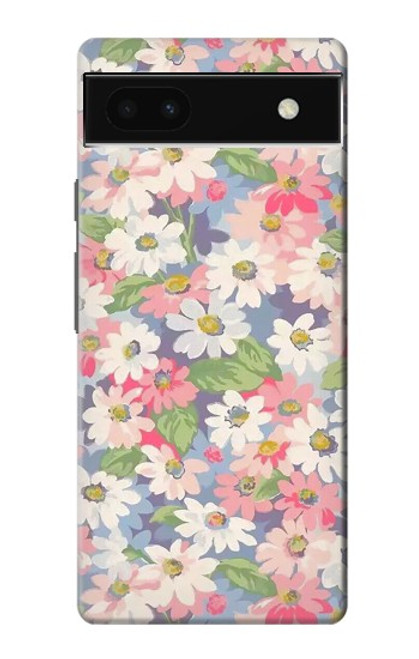 W3688 Floral Flower Art Pattern Hülle Schutzhülle Taschen und Leder Flip für Google Pixel 6a