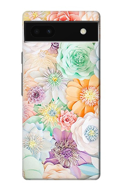 W3705 Pastel Floral Flower Hülle Schutzhülle Taschen und Leder Flip für Google Pixel 6a