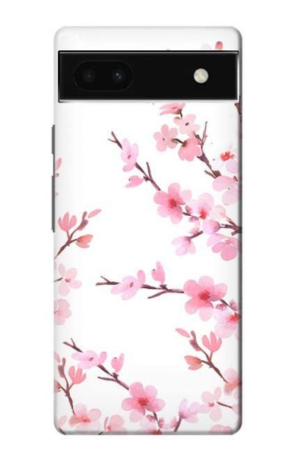 W3707 Pink Cherry Blossom Spring Flower Hülle Schutzhülle Taschen und Leder Flip für Google Pixel 6a