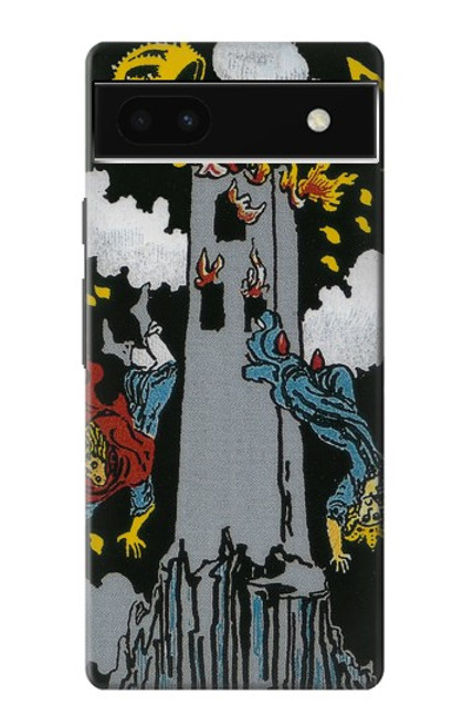 W3745 Tarot Card The Tower Hülle Schutzhülle Taschen und Leder Flip für Google Pixel 6a