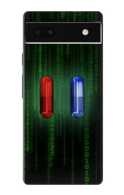 W3816 Red Pill Blue Pill Capsule Hülle Schutzhülle Taschen und Leder Flip für Google Pixel 6a