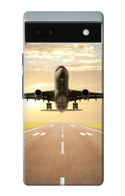 W3837 Airplane Take off Sunrise Hülle Schutzhülle Taschen und Leder Flip für Google Pixel 6a