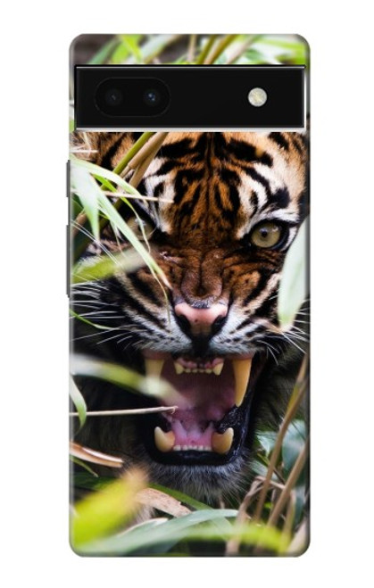 W3838 Barking Bengal Tiger Hülle Schutzhülle Taschen und Leder Flip für Google Pixel 6a