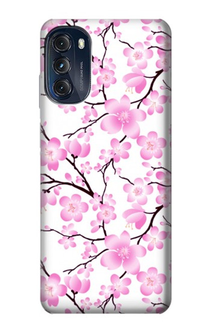 W1972 Sakura Cherry Blossoms Hülle Schutzhülle Taschen und Leder Flip für Motorola Moto G (2022)