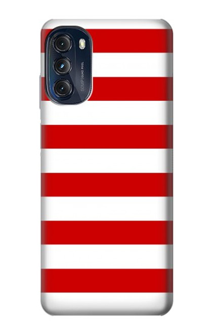 W2364 Red and White Striped Hülle Schutzhülle Taschen und Leder Flip für Motorola Moto G (2022)