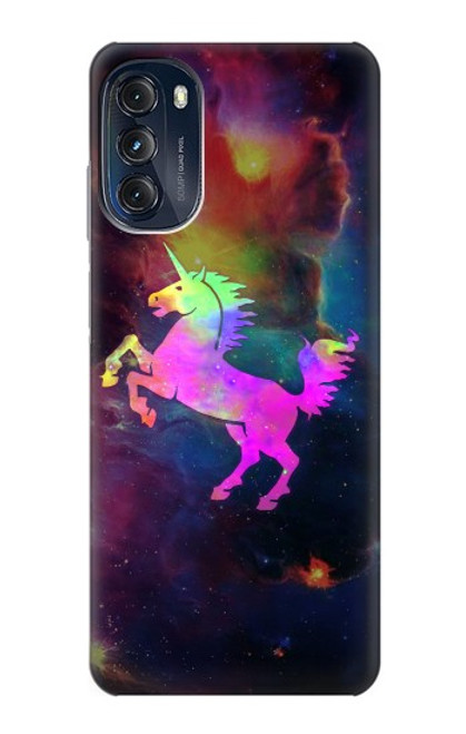 W2486 Rainbow Unicorn Nebula Space Hülle Schutzhülle Taschen und Leder Flip für Motorola Moto G (2022)