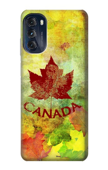 W2523 Canada Autumn Maple Leaf Hülle Schutzhülle Taschen und Leder Flip für Motorola Moto G (2022)