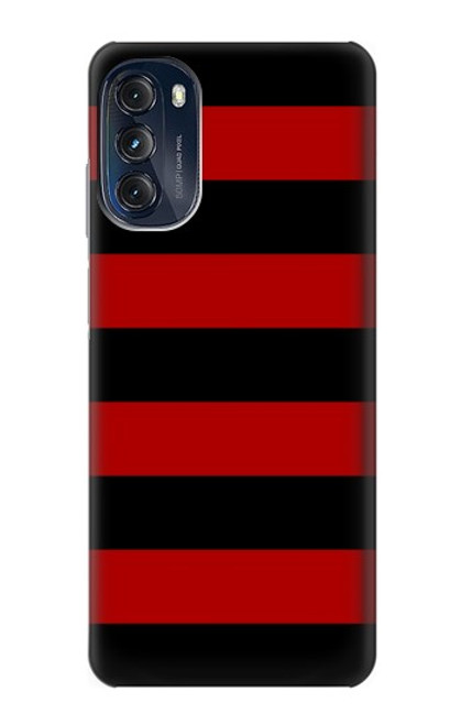 W2638 Black and Red Striped Hülle Schutzhülle Taschen und Leder Flip für Motorola Moto G (2022)