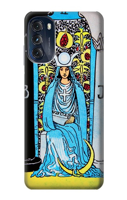 W2837 The High Priestess Vintage Tarot Card Hülle Schutzhülle Taschen und Leder Flip für Motorola Moto G (2022)