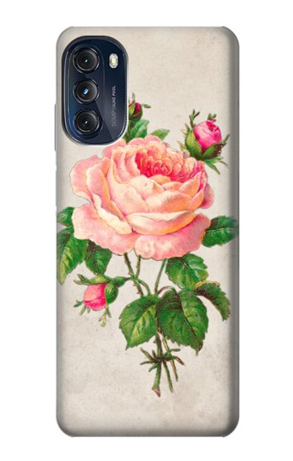 W3079 Vintage Pink Rose Hülle Schutzhülle Taschen und Leder Flip für Motorola Moto G (2022)