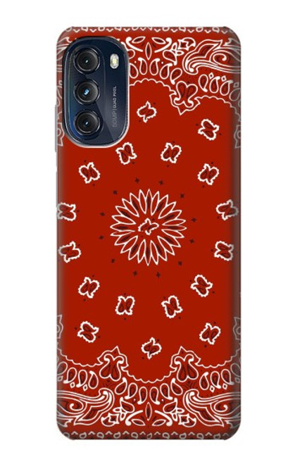 W3355 Bandana Red Pattern Hülle Schutzhülle Taschen und Leder Flip für Motorola Moto G (2022)