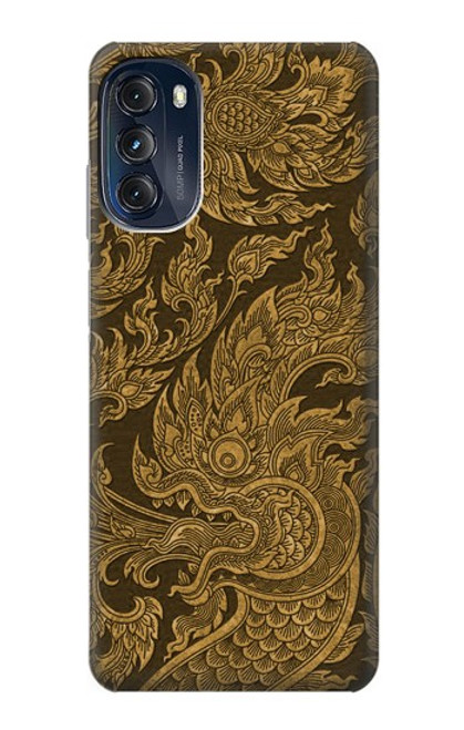 W3382 Thai Art Naga Hülle Schutzhülle Taschen und Leder Flip für Motorola Moto G (2022)