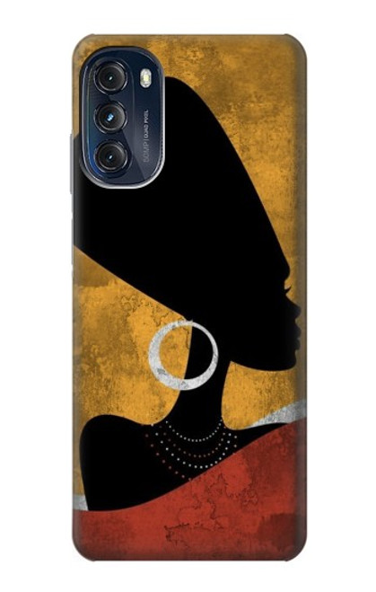 W3453 African Queen Nefertiti Silhouette Hülle Schutzhülle Taschen und Leder Flip für Motorola Moto G (2022)