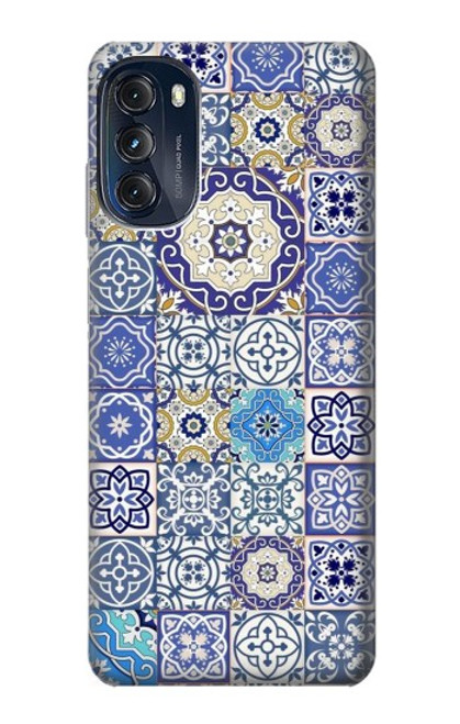 W3537 Moroccan Mosaic Pattern Hülle Schutzhülle Taschen und Leder Flip für Motorola Moto G (2022)