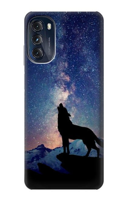 W3555 Wolf Howling Million Star Hülle Schutzhülle Taschen und Leder Flip für Motorola Moto G (2022)
