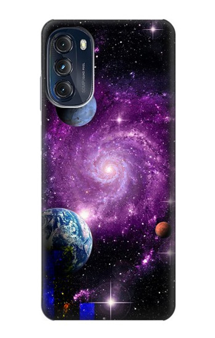 W3689 Galaxy Outer Space Planet Hülle Schutzhülle Taschen und Leder Flip für Motorola Moto G (2022)