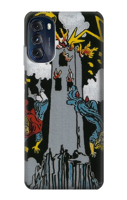 W3745 Tarot Card The Tower Hülle Schutzhülle Taschen und Leder Flip für Motorola Moto G (2022)